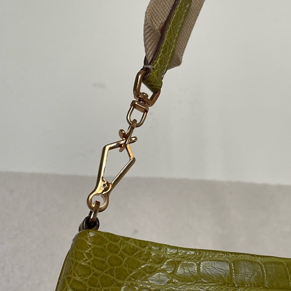 PRADA Olive Green Crocodile Embossed Leather Clutch/shoulder bag - Picture 5 of 9